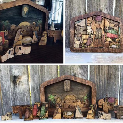 Wooden statue nativity - wooden,