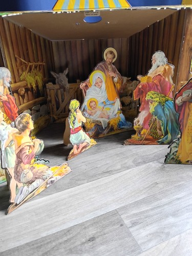 1933 cardboard christmas - christmas, crib