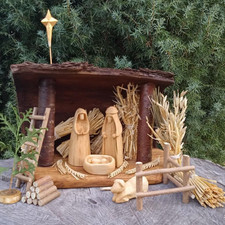 Hand Carved Wooden Nativity