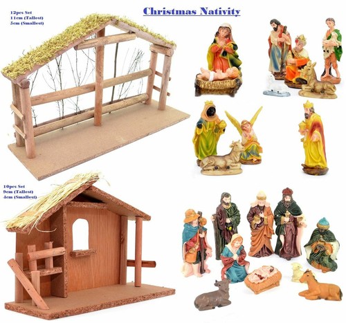 Nativity crib scene figures - crib,