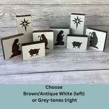 Wooden nativity block set